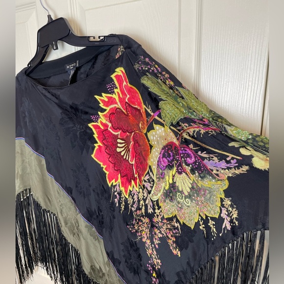 ETRO SILK beaded floral CAPE poncho - Picture 10 of 13